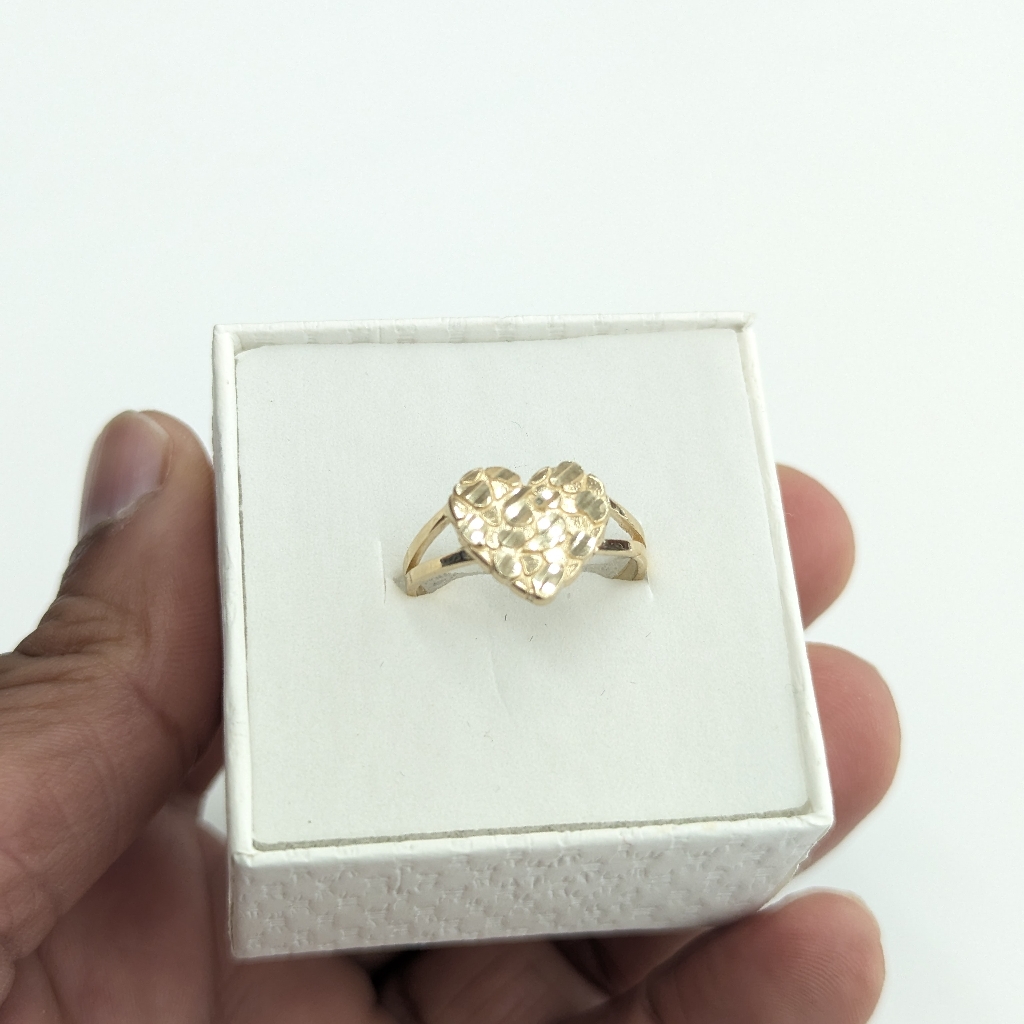14kt Real Gold Heart Nugget Ring For Women